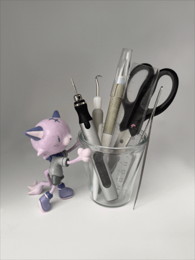 made with sculpey primo, liquitex acrylics, and varathane satin finish